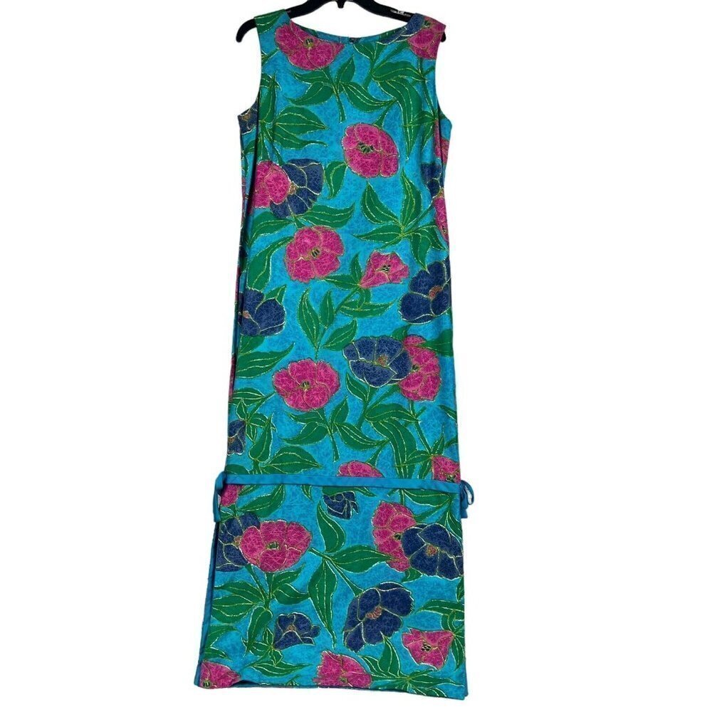 Reef Towers Casual Aire Hawaiian Maxi Dress Floral Vintage 60s Size 14